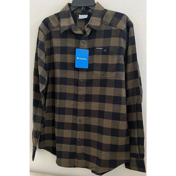 Columbia Mens Sz Small Cornell Woods Button Shirt Olive Green Buffalo Check $60 - Picture 3 of 6